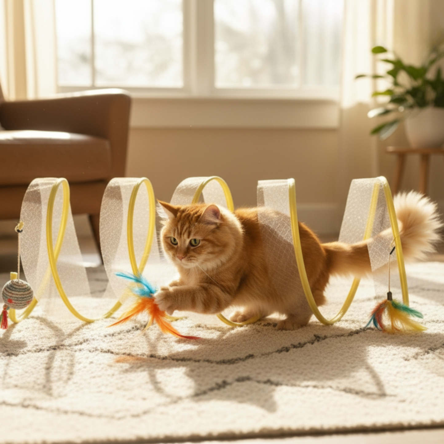 Catvera Collapsible Interactive Feather Tunnel