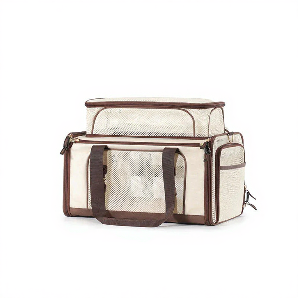 Catvera Bubble Window Travel Carrier - Image 13|||PROMPT|||Cleaned image. Original analysis: found 1 brand logo/badge on the product - a small oval emblem with brand name on the front center of the bag