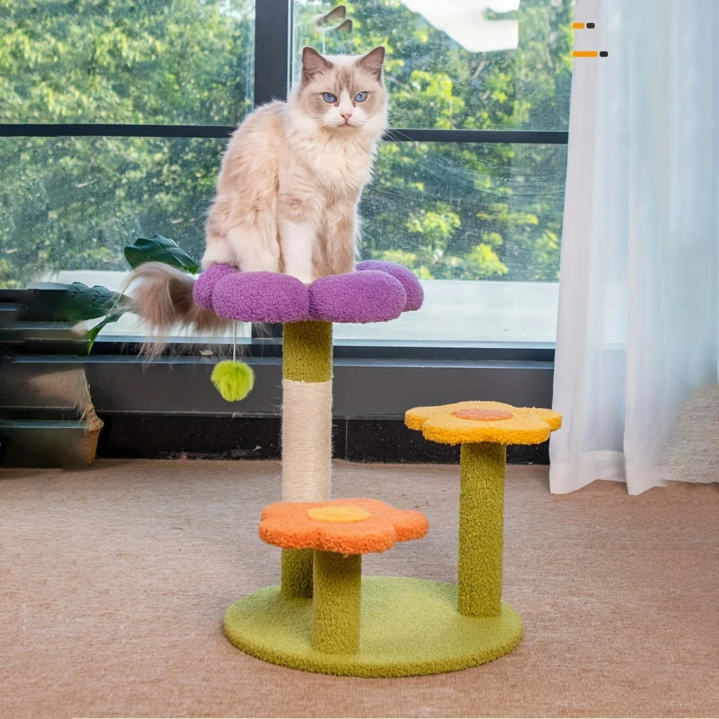 Catvera Flower Cat Tree Scratching Post - Image 5|||PROMPT|||Original clean product image