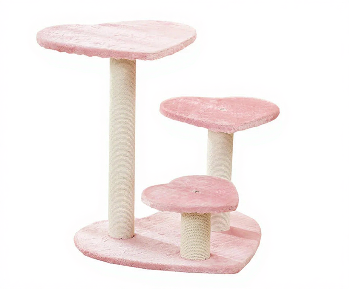 Catvera Heart-Shaped Pink Cat Tree - Image 5|||PROMPT|||Cleaned image. Original analysis: found Chinese text overlay on the left side of the image