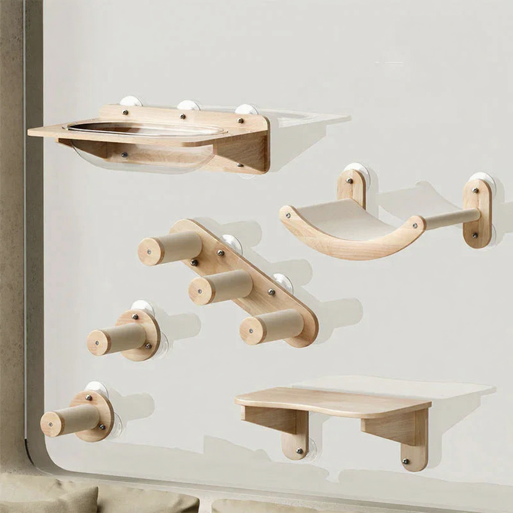 Catvera Wood Suction Cup Wall Shelves - Image 22|||PROMPT|||Cleaned image. Original analysis: found 1 watermark text 'MEWCATS' in white at the top left of the image