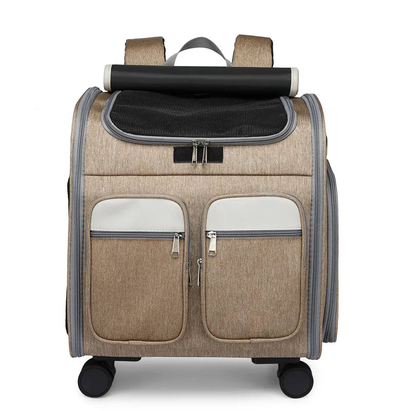 Wheeled Pet Carrier Backpack with Stroller - Image 8|||PROMPT|||Original clean product image