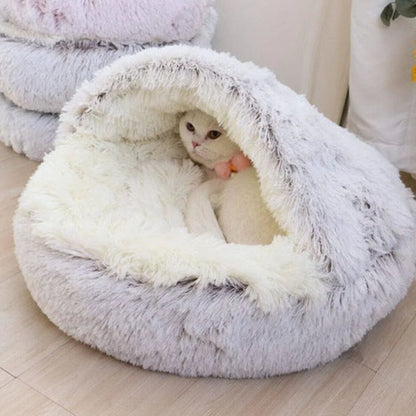 Catvera Hooded Faux Fur Pet Bed