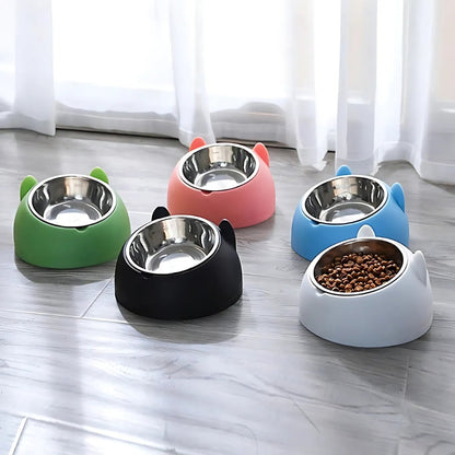 Catvera Tilted Stainless Steel Bowl