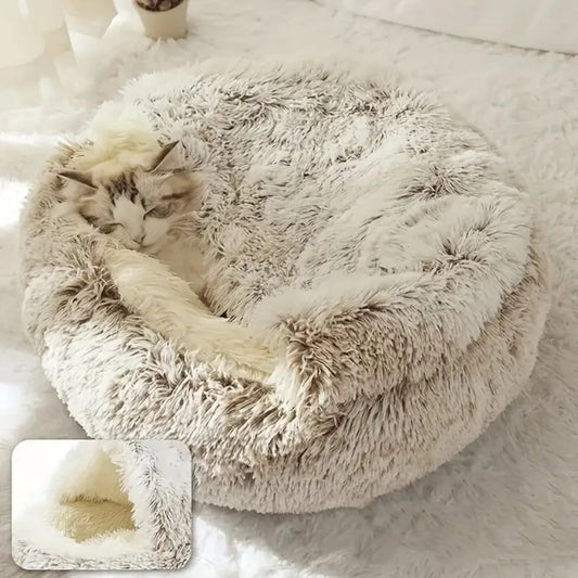 Catvera Hooded Faux Fur Pet Bed