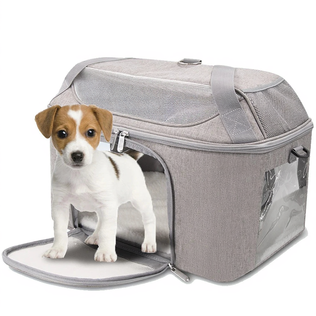 Airline Approved Breathable Pet Travel Backpack - Image 5|||PROMPT|||Cleaned image. Original analysis: Found brand name/logo on the pet carrier bag - appears to be a stylized brand mark on the side panel of the carrier