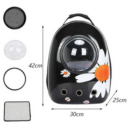 Astronaut Bubble Window Pet Travel Backpack - Image 14|||PROMPT|||Cleaned image. Original analysis: Found 1 brand name printed on the product backpack itself