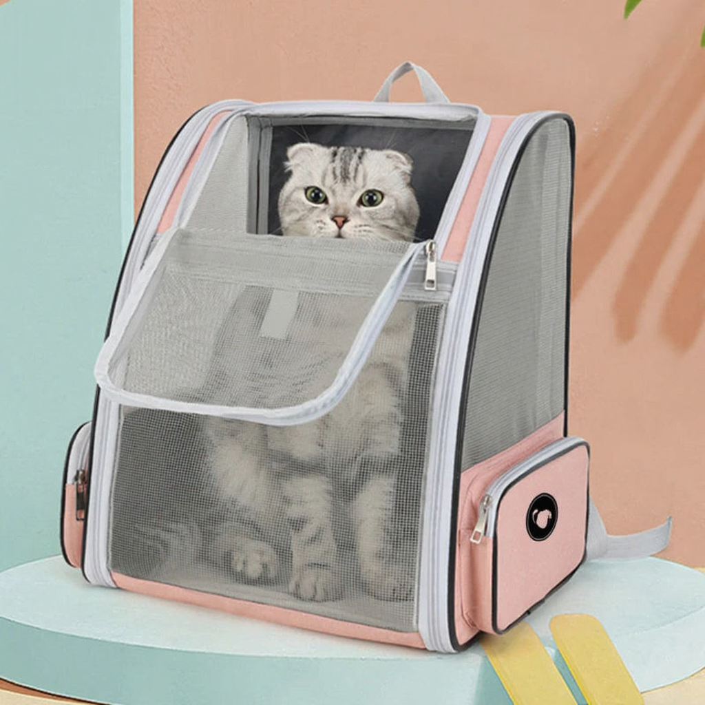 Bubble Window Cat Travel Backpack Carrier - Image 3|||PROMPT|||Cleaned image. Original analysis: Found 1 brand logo/watermark on the pet carrier backpack