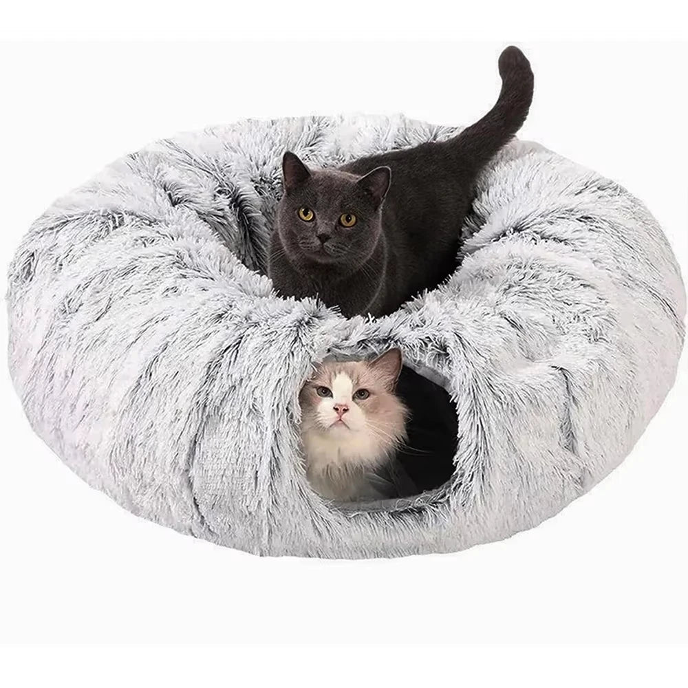 Catvera 2-in-1 Plush Tunnel Bed - Image 1|||PROMPT|||Original clean product image