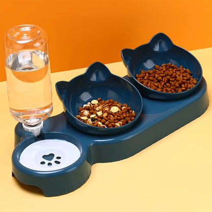 Catvera 3-in-1 Tilted Cat Bowl Set - Image 1|||PROMPT|||Original clean product image