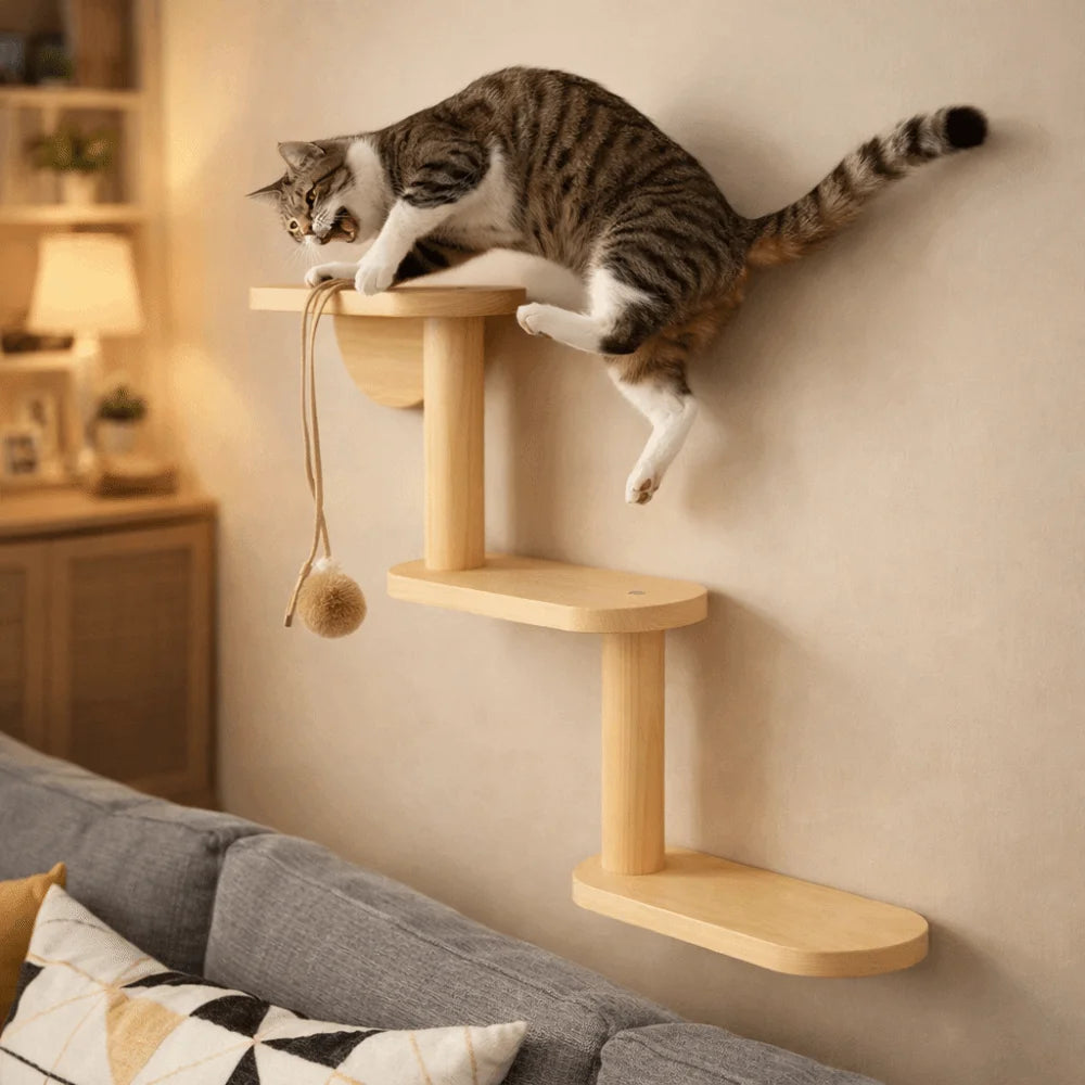 Catvera 3-Tier Wall Cat Tree - Image 1|||PROMPT|||Original clean product image