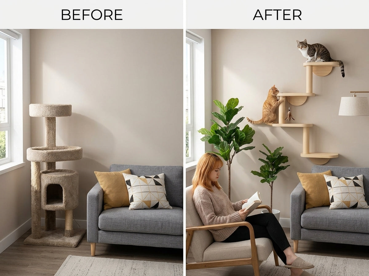 Catvera 3-Tier Wall Cat Tree - Transforms Any Wall into Feline Paradise