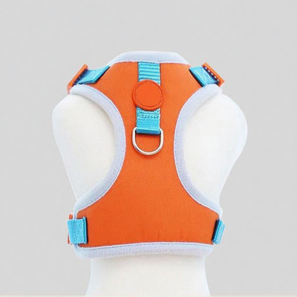 Catvera 3D Animal Escape Proof Harness - Image 6|||PROMPT|||Cleaned image. Original analysis: Found 1 brand logo on the product - white 'M' letter logo inside an orange circle on the chest harness