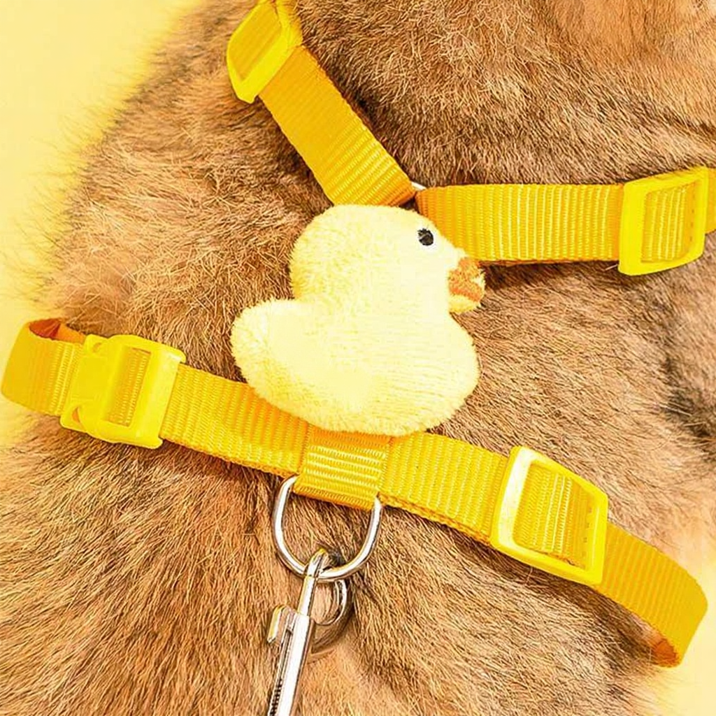 Catvera 3D Animal Escape Proof Harness - Image 8|||PROMPT|||Cleaned image. Original analysis: Found 1 brand name embossed/stitched on the plush toy chick charm attached to the harness