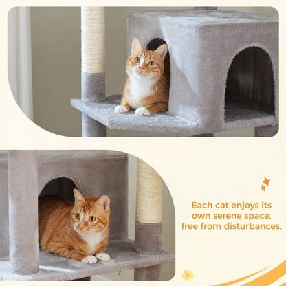 Catvera 6-Level Cat Tree Tower - Image 6|||PROMPT|||Cleaned image. Original analysis: Found 1 watermark and 1 brand name - 'PURRPURCAT' logo/text in top left corner, and 'PURRPURCAT' branding displayed prominently