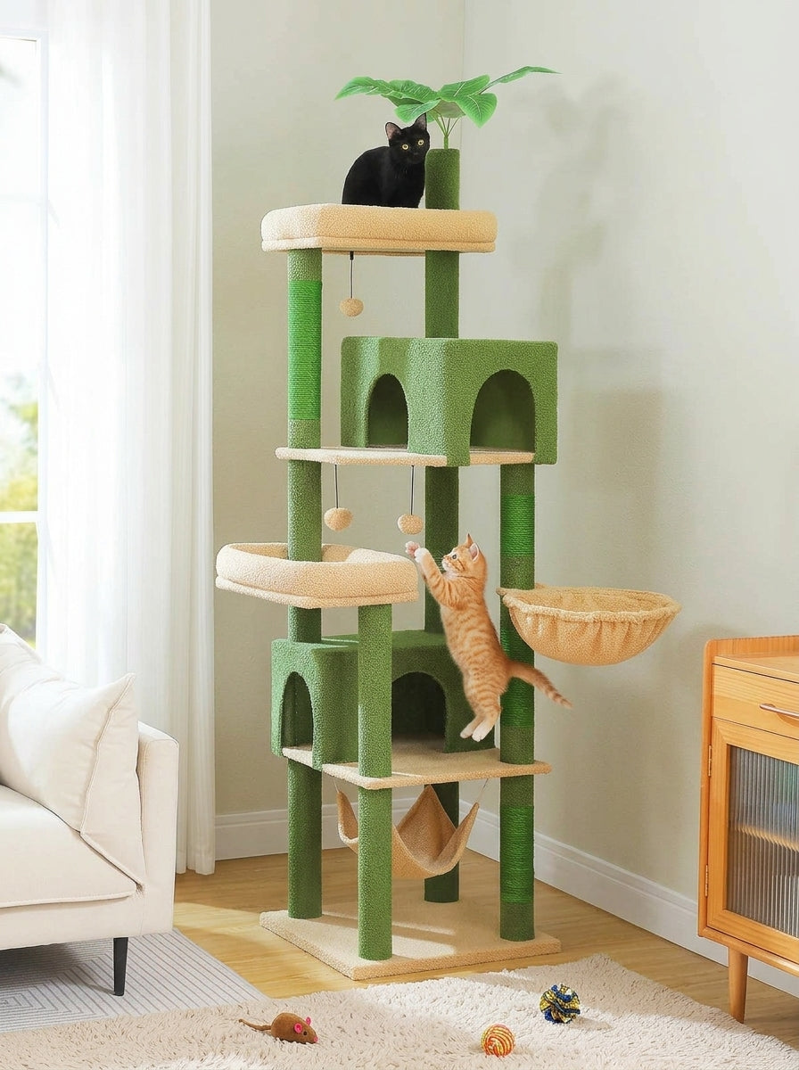 Catvera 6-Level Cat Tree Tower - Interactive Play Features