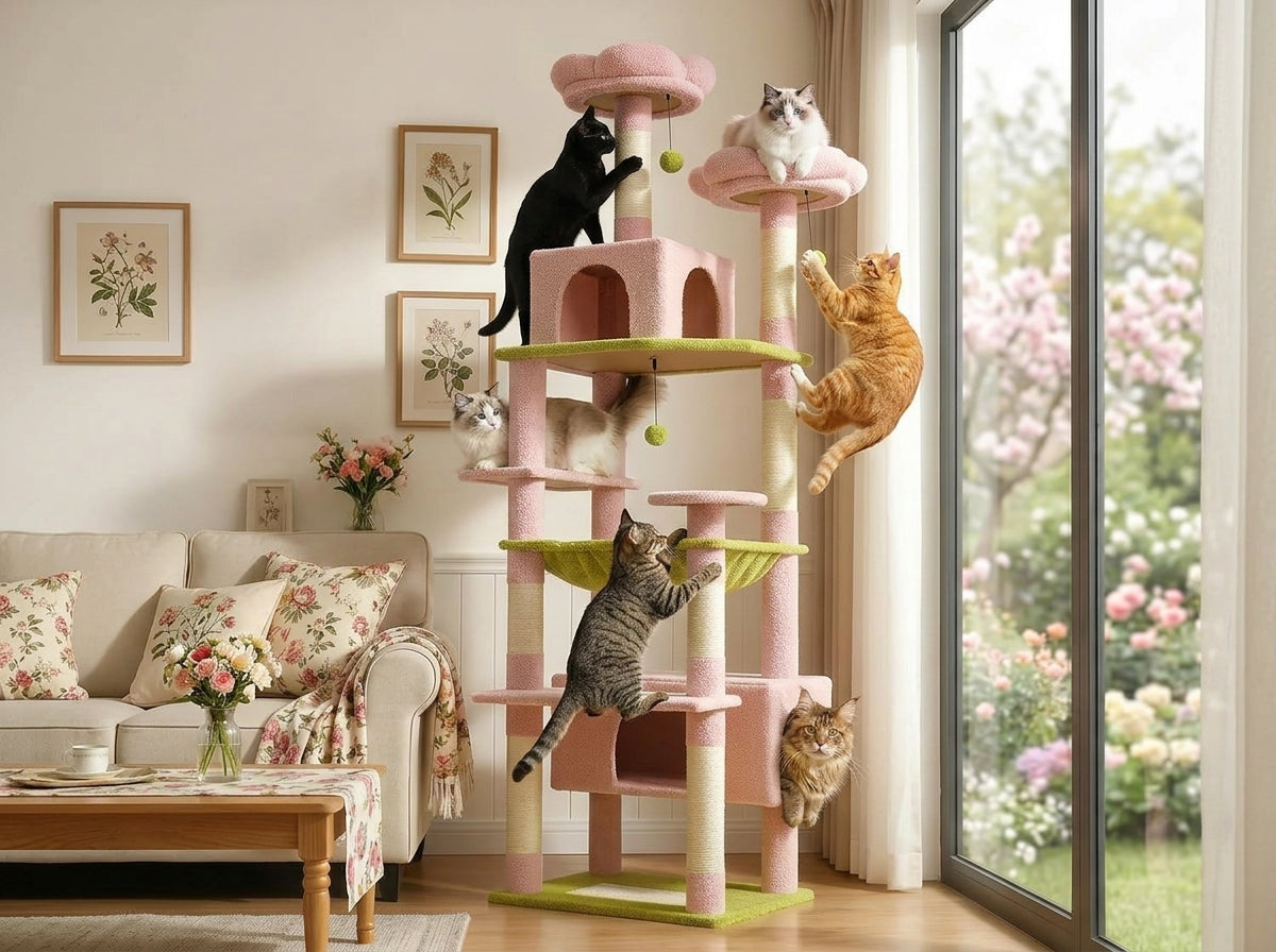 Catvera 72-Inch Multi-Level Cat Tree - Transforms Bored Cats into Happy Athletes