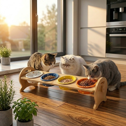 Catvera Adjustable Height Cat Feeder - Main Product Image (Restored)