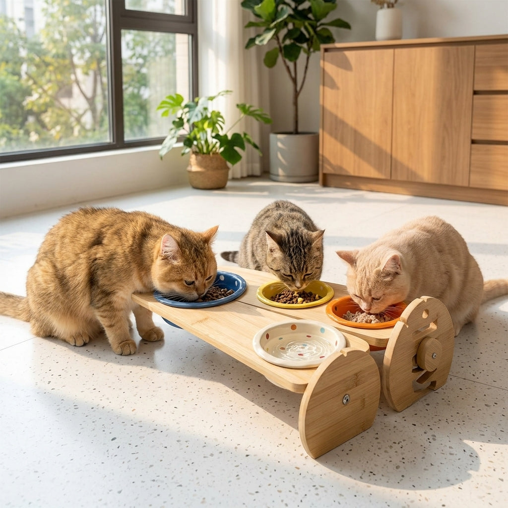 Catvera Adjustable Height Cat Feeder - Multi-Cat Feeding Solutions