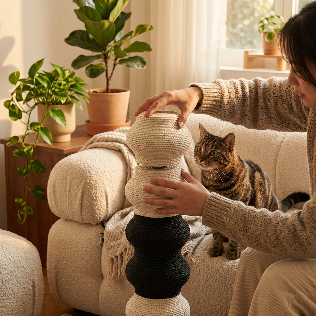 Catvera Adjustable Height Scratching Post - Interactive Height Technology
