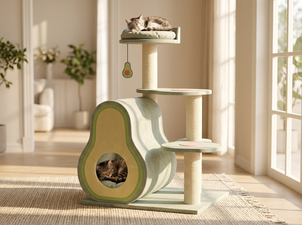 Catvera Avocado Cat Tree Tower - Creates the Perfect Cat Sanctuary