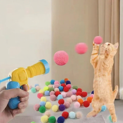 Catvera Ball Launcher Interactive Cat Toy - Image 1|||PROMPT|||Cleaned image. Original analysis: Found text overlay branding in the top left corner reading '1 Shooter 20Pcs Balls' which is a product name/marketing text overlay