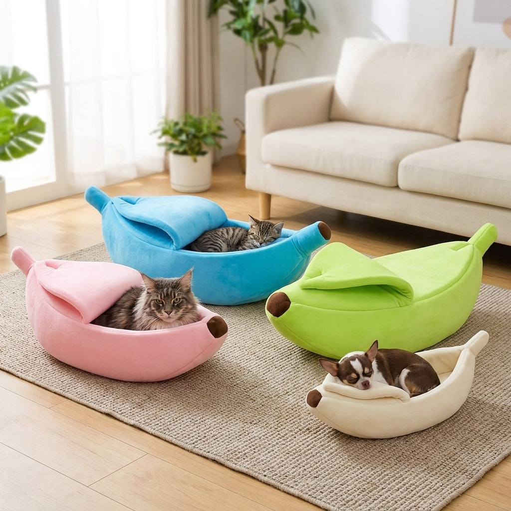 Catvera Banana Shaped Cat Bed - Perfect Size Selection