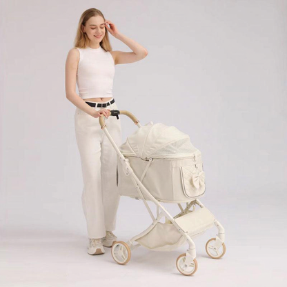 Catvera Bow Pet Stroller Carrier - Image 10|||PROMPT|||Cleaned image. Original analysis: found 1 brand name on the stroller bag/carrier area