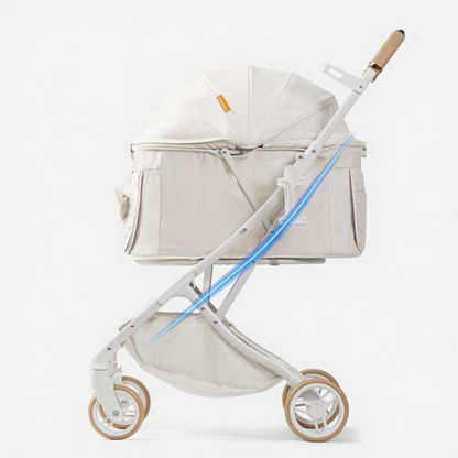 Catvera Bow Pet Stroller Carrier - Image 13|||PROMPT|||Cleaned image. Original analysis: Found 1 brand name printed on the product - 'Tealbaboon' visible on the diaper bag attached to the stroller