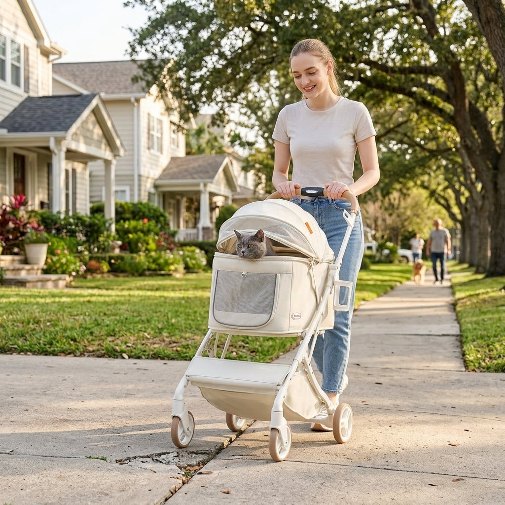 Catvera Bow Pet Stroller Carrier - Effortless Mobility