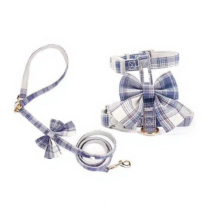 Catvera Bow Tie Cat Harness - Image 11|||PROMPT|||Cleaned image. Original analysis: found 2 brand name labels stitched/attached to the products - one on the harness and one on the leash