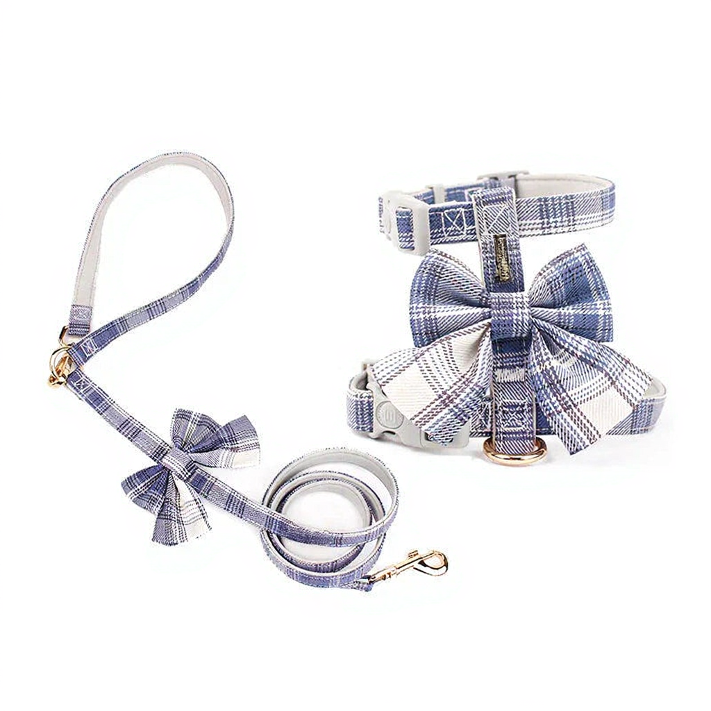 Catvera Bow Tie Cat Harness - Image 6|||PROMPT|||Cleaned image. Original analysis: Found 1 brand name tag/label visible on the harness and 1 brand name on the leash attachment area