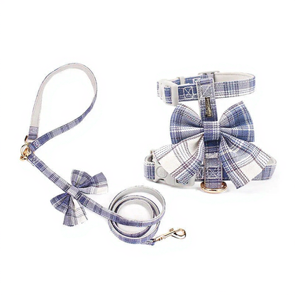 Catvera Bow Tie Cat Harness - Image 6|||PROMPT|||Cleaned image. Original analysis: Found 1 brand name tag/label visible on the harness and 1 brand name on the leash attachment area