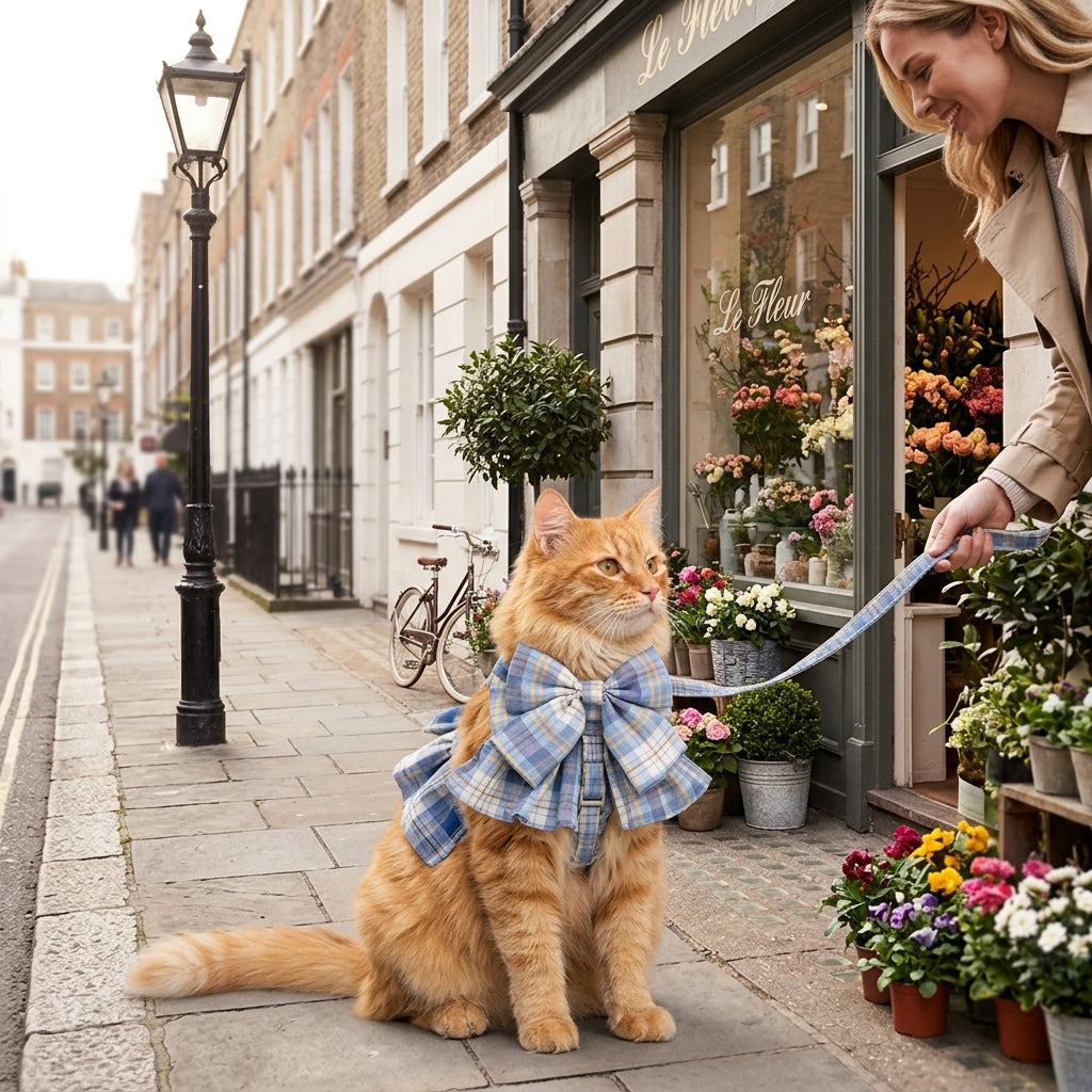 Catvera Bow Tie Cat Harness Set - Stylish JK Uniform Design