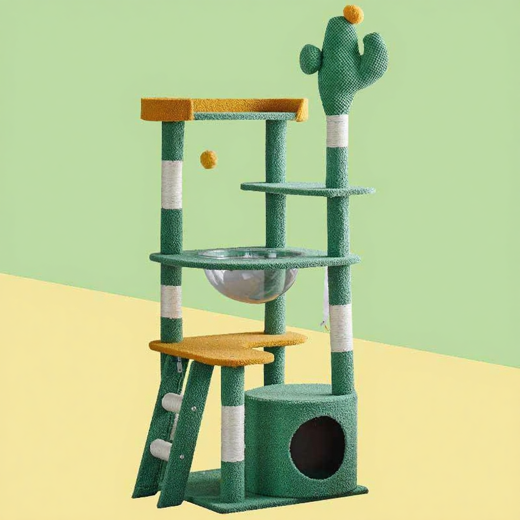 Catvera Cactus Cat Tower Tree - Image 7|||PROMPT|||Cleaned image. Original analysis: found 1 brand name text overlay at the top left