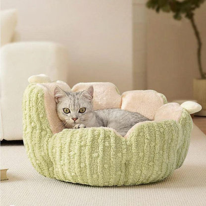 Catvera Cactus Fluffy Warm Cat Bed - Image 7|||PROMPT|||Cleaned image. Original analysis: found 1 watermark text overlay 'MEWCATS' in the top left corner