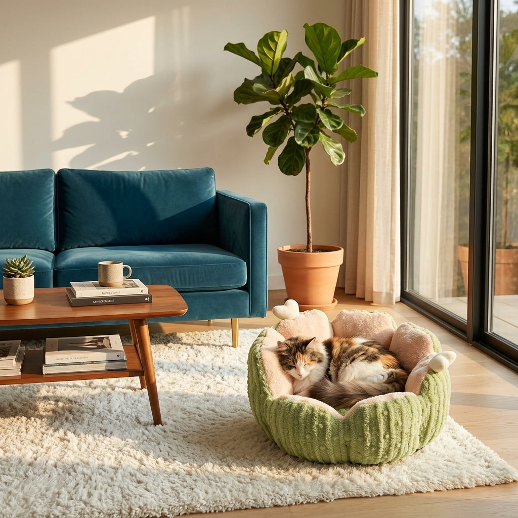 Catvera Cactus Fluffy Warm Cat Bed - Main Product Image