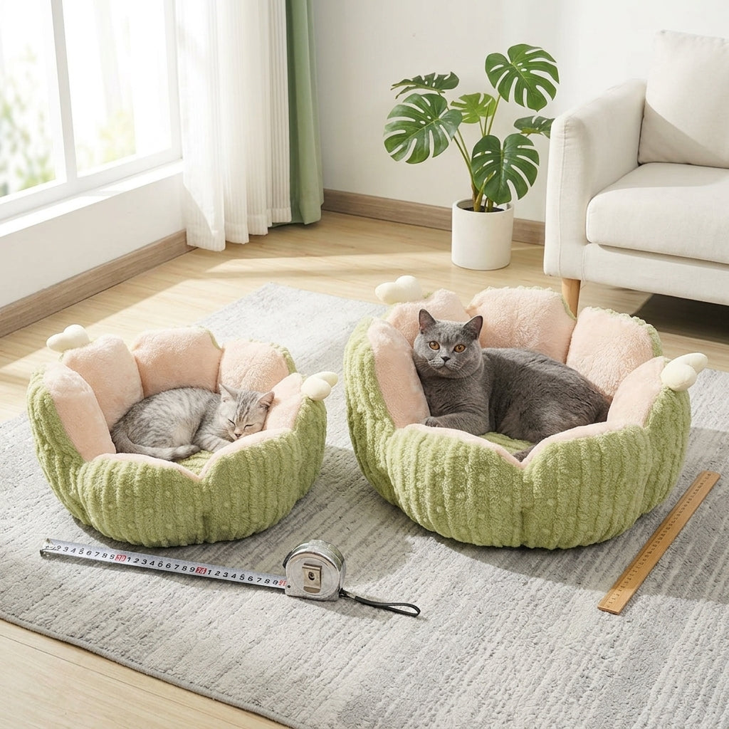 Catvera Cactus Fluffy Warm Cat Bed - Perfect Size Selection