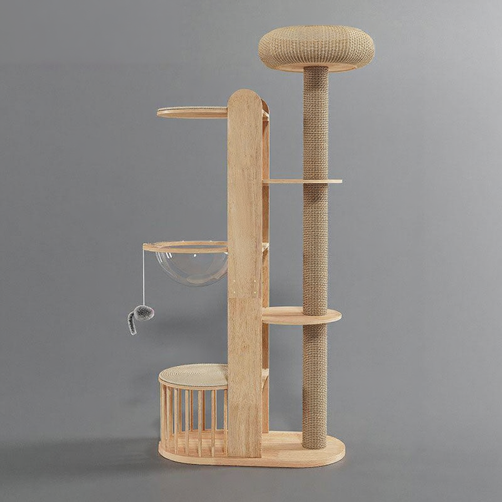 Catvera Capsule Wood Cat Tree - Image 1|||PROMPT|||Original clean product image