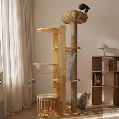 Catvera Capsule Wood Cat Tree - Image 12|||PROMPT|||Original clean product image
