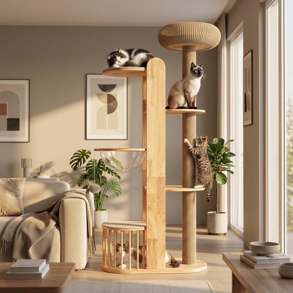 Catvera Capsule Wood Cat Tree - Main Product Image