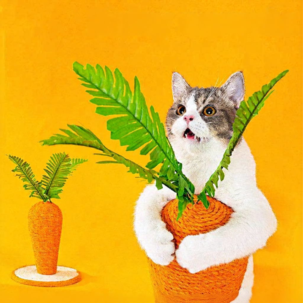 Catvera Carrot Sisal Scratching Post - Image 10|||PROMPT|||Cleaned image. Original analysis: found 1 text watermark at the top of the image