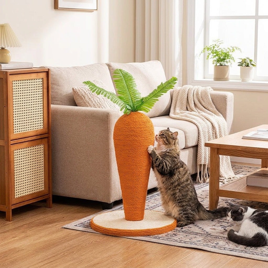 Catvera Carrot Sisal Scratching Post - Stable Construction Ensures Safety