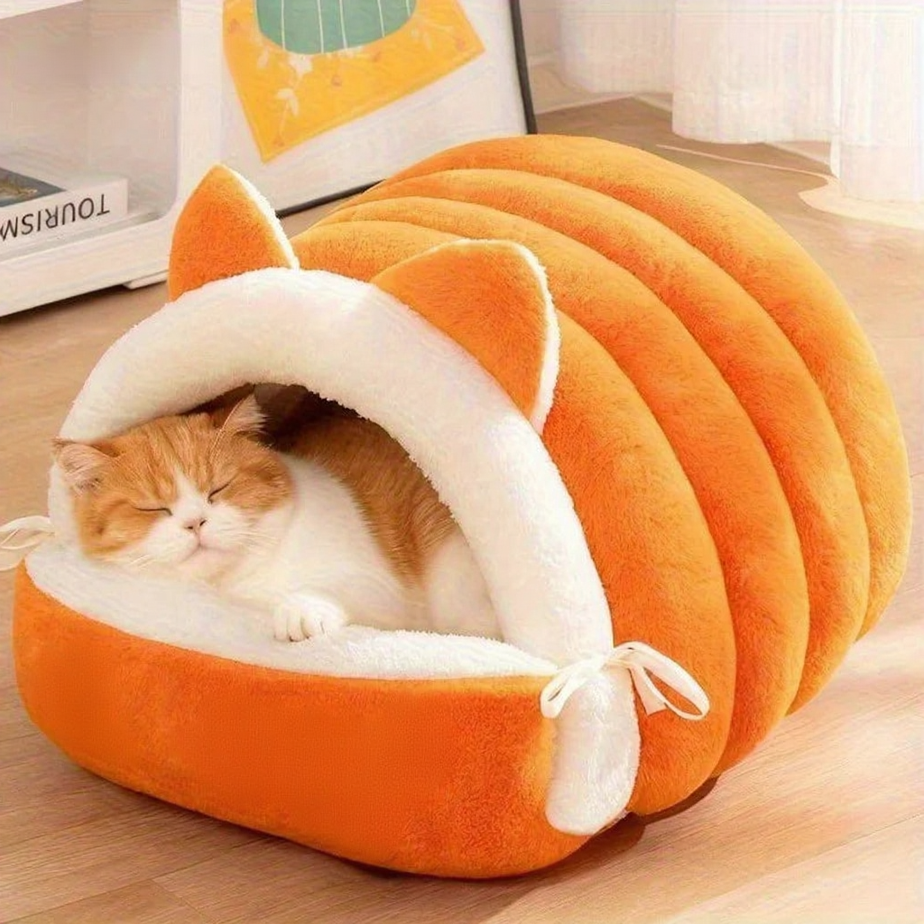 Catvera Cat Ear Cave Bed - Image 1|||PROMPT|||Cleaned image. Original analysis: found 1 watermark with brand name and registered trademark symbol in top left corner