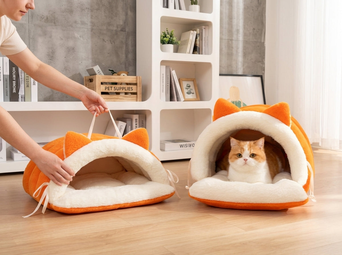 Catvera Cat Ear Cave Bed - Space-Saving Convenience