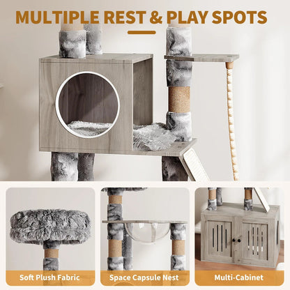 Catvera Cat Tree Litter Cabinet - Image 3|||PROMPT|||Original clean product image