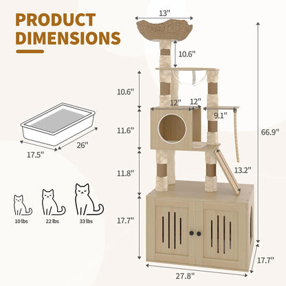 Catvera Cat Tree Litter Cabinet - Image 8|||PROMPT|||Original clean product image