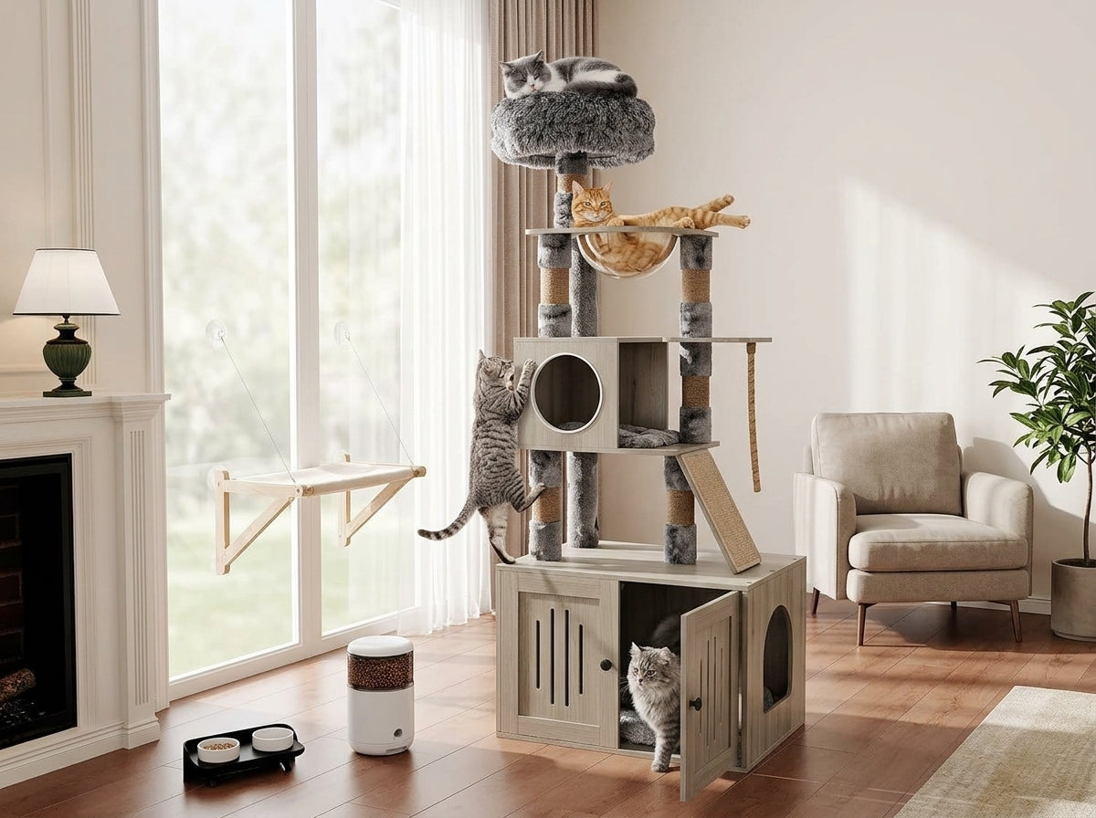 Catvera Cat Tree Litter Cabinet - Transform Your Home Into Cat Paradise