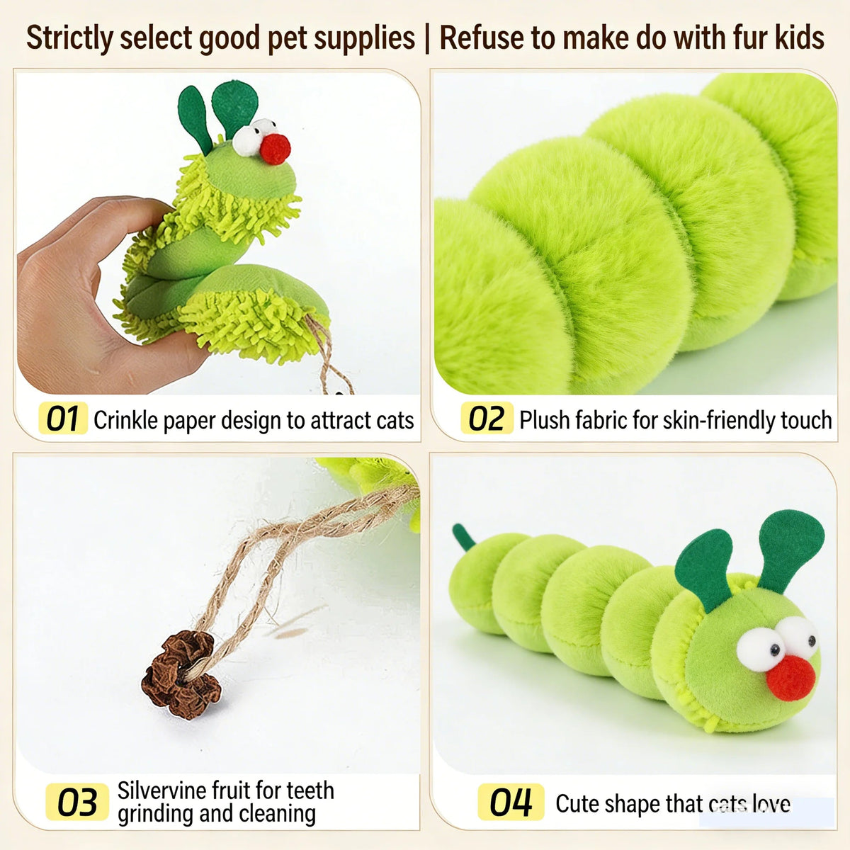 Catvera Caterpillar Cat Mint Toy - Image 2|||PROMPT|||Original clean product image