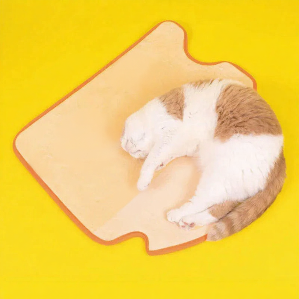 Catvera Cheese Catnip Plush Toy - Image 3|||PROMPT|||Cleaned image. Original analysis: Found 1 brand name/logo on the product - a small blue label/tag visible on the left side of the cheese-shaped pet bed mat